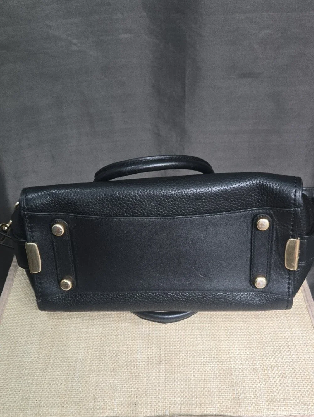 Coach Swagger 27 Black Pebbled Leather Satchel with Gold Hardware